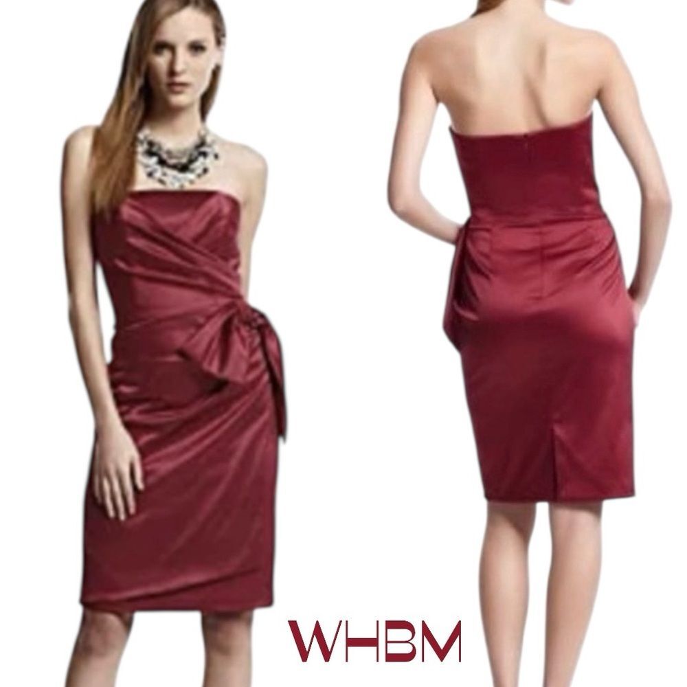 White House Black Market Burgundy Strapless Dress NWT Size 0 Party Event